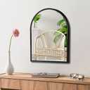  18x22 inch Black Small Arched Wall Mirror Space-Saving Design for Bathroom Vanity Entryway or Narrow Spaces Brushed Metal Frame Distortion-Free Reflection