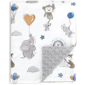 HOMRITAR Baby Blanket for Kids Super Soft Minky Blanket with Dotted Backing, Dinosaurs Multicolor Printed for Toddlers Nursery 30 x 40 inch (75 x 100 cm)