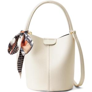 Bucket Bags for Women,Mini Crossbody Bag with Removable Shoulder Straps,Vegan Leather Handbags,Cartera de Mujer (White)