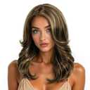 70s Brown Highlight Disco Wig Farrah Fawcett Wigs for Women Lady Natural Synthetic Full Wigs Vintage Cosplay Costume Hair Wig (Mixed Brown)