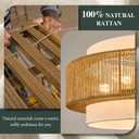 24 Inch Rattan Chandelier for Dining Room 6-Light Large Boho Pendant Light
