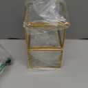 Hipiwe 4-Tiered Gold Glass Jewelry Box Stackable Trinket Organizer Decorative Glass Box Q-tip Holder Cotton Ball and Swab Storage Holder for Bathroom Dresser Office Countertop