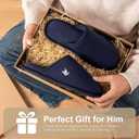 VeraCosy Men's Knitted Scottish Slippers with Soft Memory Foam Non Slip Indoor Rubber Sole (7-8, Dark Blue)