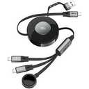 CAFELE 100W Retractable USBC to USBC 5A Fast Charging 3in1 Cable, Features Magnetic Charging and Overheating Protection, 4.3Foot USB TypeC for Phone, Notebook, Pad, Watch（Gray）