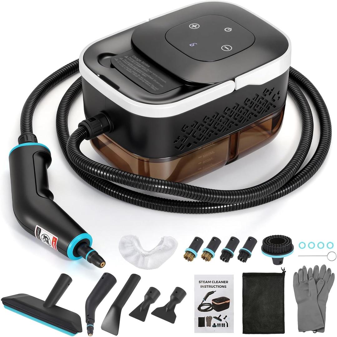 Dyna-Living Steam Cleaner 1500W Engine Steam Cleaner Handheld High Pressure Steam Cleaner for Cleaning, Car Steamer with 42.2 oz Tank, Portable Steamer for Car Detailing, Home, Floor, Carpets, Tile