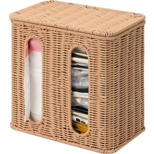 GRANNY SAYS Large Trash Bag Holder Dispenser, Wicker Grocery Bag Holder Adhesive, Extra Large Trash Bags Dispenser, Grocery Bags Organizer Cabinet, Kitchen Organizers and Storage