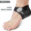 Silicone Heel Protectors for Cracked Heels, Gel Heel Cups & Cushion Inserts for Blister Prevention, Plantar Fasciitis for Men and Women's Heel Pain Relif (2Pairs-Black)
