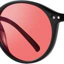 Indoor Fluorescent-41 Pink Tinted Blue Light Blocking Glasses Round Migraine Light Sensitivity Computer Gaming Glasses Photophobia Fluorescent LED Glare Women Men AB3303