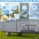 Mofeez Pop Up Camper Cover 16-18ft, 7 Layers Top Extra-Thick pop up Trailer Cover, Waterproof, Windproof, Anti-UV, Rip-Stop Folding Camper Cover with 3+2 Windproof Straps, Storage Bag