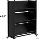 GarveeHome Book Cart, V-Shaped Metal Rolling Cart with 4 Lockable Wheels & Side Hooks, 3-Tier Storage Bookshelf for Home Library School Office Study(32 in x14 in x49 in), Black