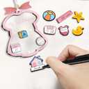 2 x Baby's First Christmas Ornament 2025 Girl, DIY Wooden Onesie Shaker with Pen, Picture Frame Car Visor Clip, Baby Shower Card, Newborn Gift for New Parents, Baby Girl Keepsake, 1st Xmas Decor HH804