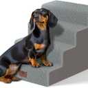 AKC 4-Step Pet Stairs  Durable, Non-Slip Steps for Small Dogs and Cats, Washable Cover, Simple No-Tool Assembly, Supports Up to 50 lbs