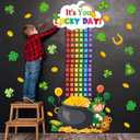 St. Patrick's Day Bulletin Board Decorations 3D Irish Door Decorations 3D Rainbow Lucky Shamrock Clover Paper Cutouts with Rainbow Papers for Green Irish March Holiday Classroom Home Door Wall Decor