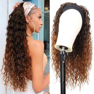 G&T Wig Curly Headband Wigs for Black Women Wet and Wavy Headband Wig Ombre Blonde Curly Synthetic Wigs Glueless Heat Resistant Long Curly Wigs for Daily Wear 24 Inch