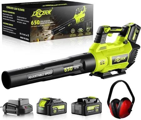 21V Leaf Blower Cordless, Electric Snow Blowers with 2X 4.0Ah Battery, Lightweight Blower with Turbo Button, Variable Speed Dial, and Cruise Control for Sidewalks, Garages, Yards & Patios 