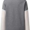 SHEWIN Fall Womens Oversized Sweatshirt Button Up Comfy Pullover Sweatshirt (Gray, M)