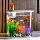 Small Fish Tank 2 Gallon, Desktop Mini Fish Tank, Starter Kits Betta Fish Tank with Decor Stones and Water Grass Decorations for Home or Office