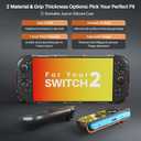 Switch 2 Accessory Bundle, 9-in-1 Protection Kit: Travel Carrying Case, Dockable Hard Shell, Silicone Grip Cover, 2 Tempered Glass Screen Protectors, 4 Thumb Grips for Switch 2 All-in-One Complete Set
