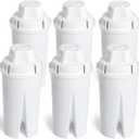 Basics Enhanced Replacement Water Filters for Pitchers, BPA-Free, WQA & NSF Certified, Compatible with Brita Pitchers & Drinking Water Filter Systems, 1 Year Supply, 6-Pack