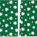 St Patricks Day Kitchen Towel 18x26 Inch,Shamrock Clover Green and White Dish Towels Hand Towels for Farmhouse Kitchen Lucky Decoration (Set of 2)