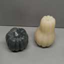 Baquler 2 Pcs Halloween Pumpkin Flameless Candle LED Farmhouse Rustic Thanksgiving Wax Flickering Candle Decorations Gifts for Autumn Fall Harvest Holiday Table