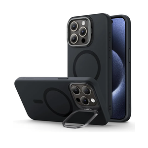 ESR for iPhone 15 Pro Max Case, MagSafe Silicone Case with Stand, Military-Grade Protection, Built-in Camera Stash Stand, Magnetic Phone Case for iPhone 15 Pro Max, Cloud Series, Black