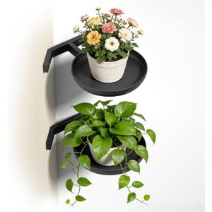 BXF Corner Wall Planters for Indoor Plants, 90 Degree Floating Shelves. Heavy Duty Mounted Holder, Minimalist Hanging Decor. Window Shelf Fits 4-7 Inch Pots (Black, 2 Pack)