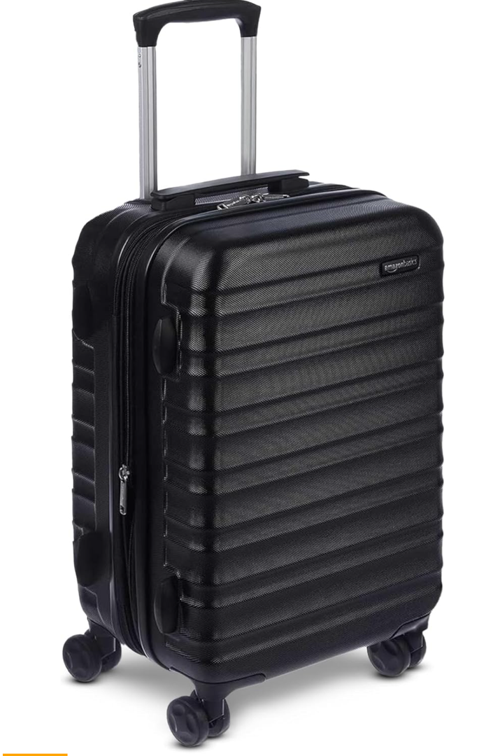 Amazon Basics 21" Hardside Carry-On Luggage, Hardshell Suitcase With Wheels, Expandable For Up to 25% More Space, With Scratch-Resistant Surface, Four Multi-directional Wheels, Black