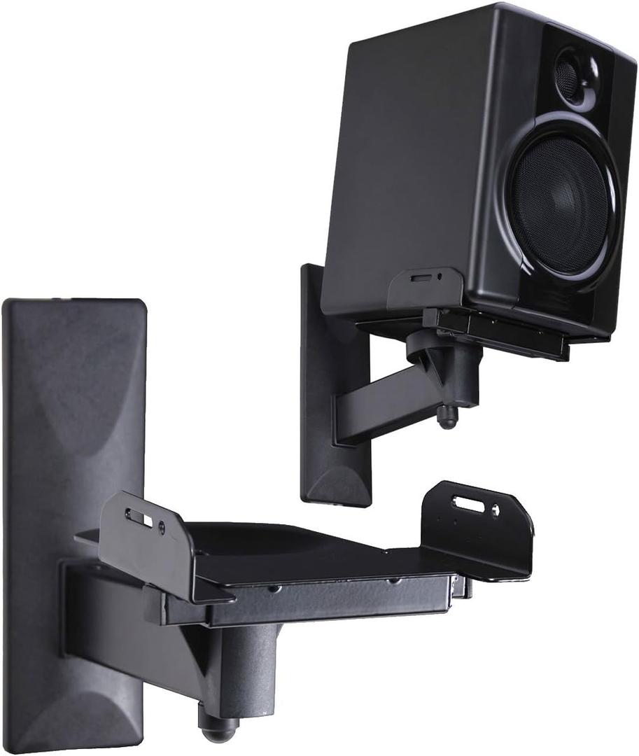 VideoSecu Side Clamping Bookshelf Speaker Wall Mount - Sturdy Steel Gripping Bracket (one Pair) 3LH