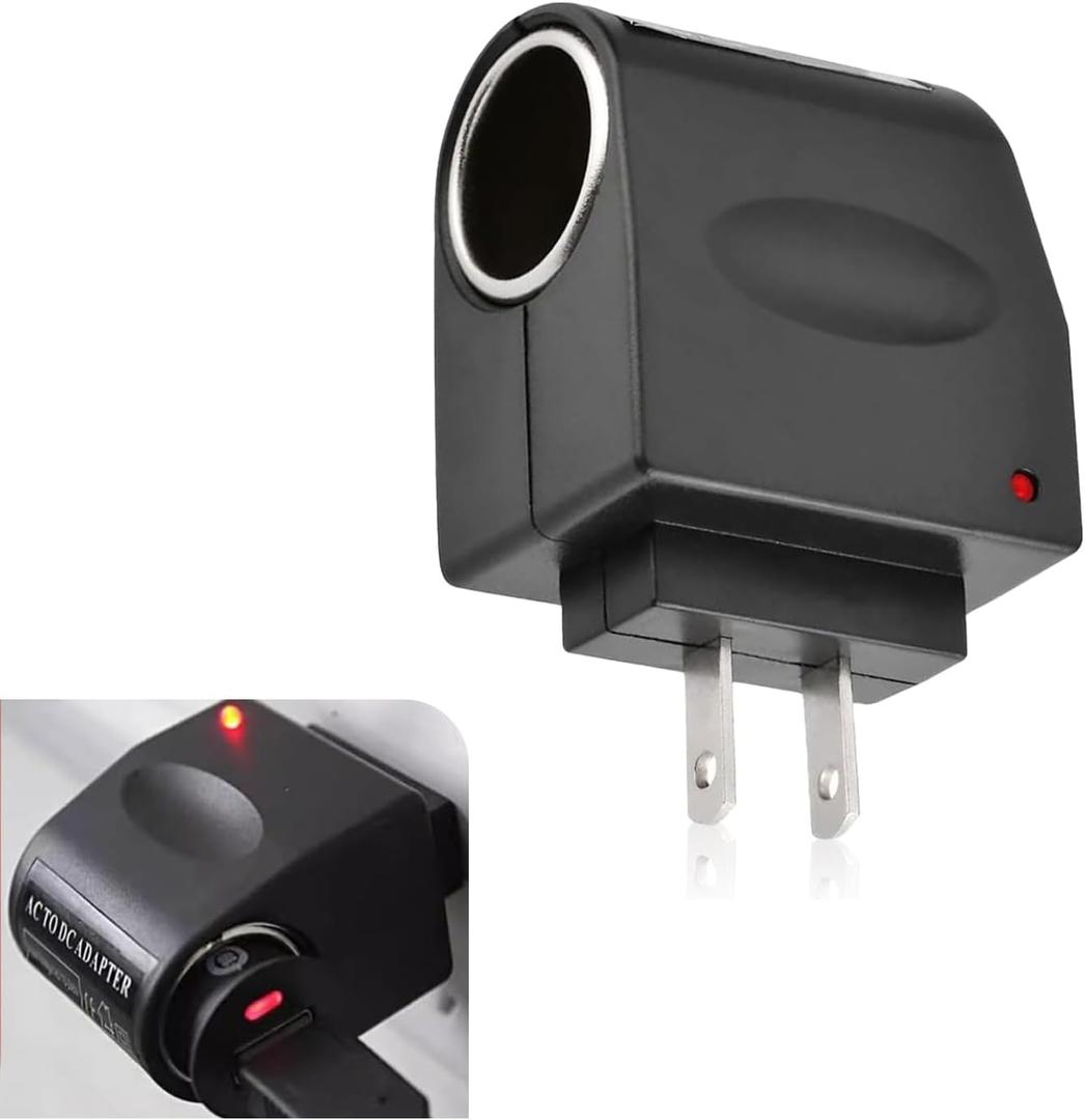 110V-220V AC to 12V DC Car Cigarette Lighter Power Converter, AC to DC Converter, Cigarette Lighter Adapter to Wall Plug, US Plug 500mA Vehicle Power Inverters, Universal for Most Cars (Black)