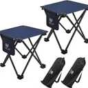 Opliy Camping Stool 2 Pack,13.5 Inch Portable Folding Stool for Outdoor Gardening and Beach Hiking Fishing, Foot Stool with Carry Bag (Blue)