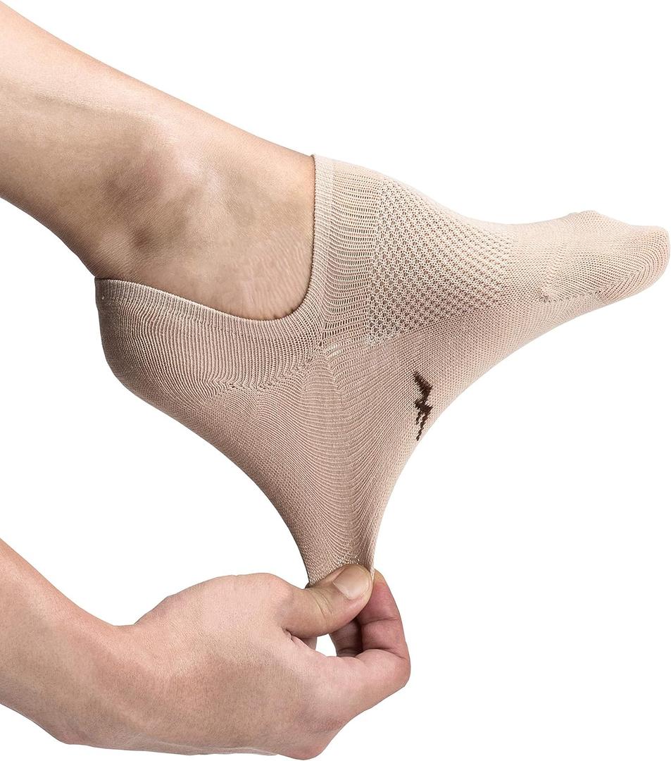 Pro Mountain Thin No Show Socks Seamless Wide Toe Box 6 Pack Liner Unisex Size S to X-Large Cotton Footies (Medium)