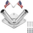 FUNNANS Flag Holder, 316 Stainless Steel v Flag Pole Bracket, Heavy Duty Double Flag Pole Mount for House, Yard, Porch(1 inch)