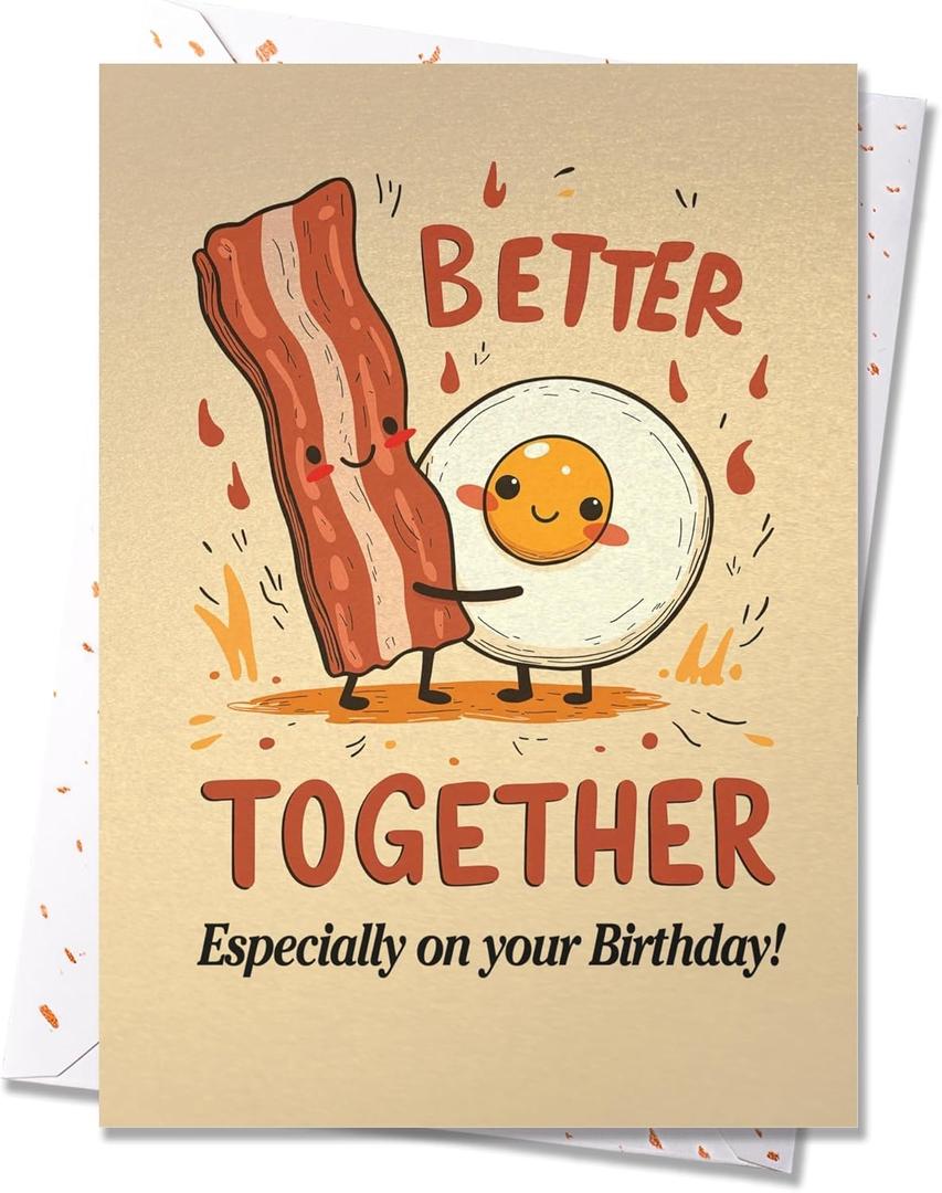 2 x Romantic & Funny Birthday Greeting Card for Partner (Better Together Bacon & Eggs)