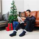 LEMZONE Men's Fluffy Slipper Socks Non Slip Winter Warm Cozy Fleece Lining Cabin Socks with Grips