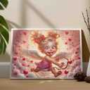 1000 Piece Cute Cupid Jigsaw Puzzles for Adults and Beginner Playful Little Girl Angel Puzzles Challenging Family Activity Games DIY Floating Love Heart Puzzle for Home Decor Gifts 19.7 x 27.6 in