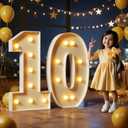 Marquee Numbers 3 Feet Tall Large Light Up Numbers 10th 10 Year Old Birthday Decorations Big Yellow Light Outdoor Anniversary Decorations Balloon Arch Kit Party Backdrop 10
