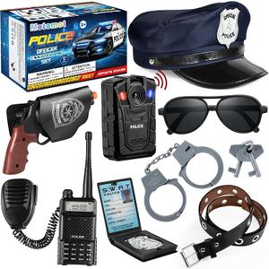 9Pcs Police Toys, Police Costume Accessories for Kids, Cop Costume Accessories, Toy Handcuffs, Police Hat, Police Officer Costumes Gear for Kids, Birthday Gift for Kids Boys Girls