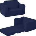 MeMoreCool Toddler Corduroy Chair – 2-in-1 Foldable Sofa Bed, Navy | Ages 1–3, Lightweight & Compact, Washable Cover for Nursery & Travel