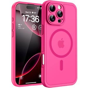 TOCOL for iPhone 16 Pro Max Phone Case Compatible with Magsafe Full Camera Protection Drop Protection Magnetic Translucent Matte Back Bumper Phone Case for 16 Pro Max 6.9Inch (Hot Pink)
