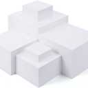 Geelin 6 Pack Acrylic Risers for Display Acrylic Cube Boxes Risers Display Stands with Hollow Bottoms Decorative Stand for Jewelry Candy Table Decor 6 Sizes(White,3 to 8 Inch,Square)