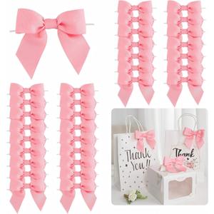 36 PCs 4.5 Inch Pink Bow Grosgrain Ribbon Bows for Gift Wrapping, Gift Bows for Presents, Pink Bow Party Decorations, Twist Tie Bows for Baby Shower, Wedding, Easter, Birthday Party