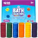 Tub Works Bath Color Pops Moisturizing Kids Bath Bombs, 42 Count | Bath Bomb Refills for Bath Color Brush | Nontoxic & Fragrance-Free | 6 Unique Colors | Fizzy, Vibrant Water Color Tablets