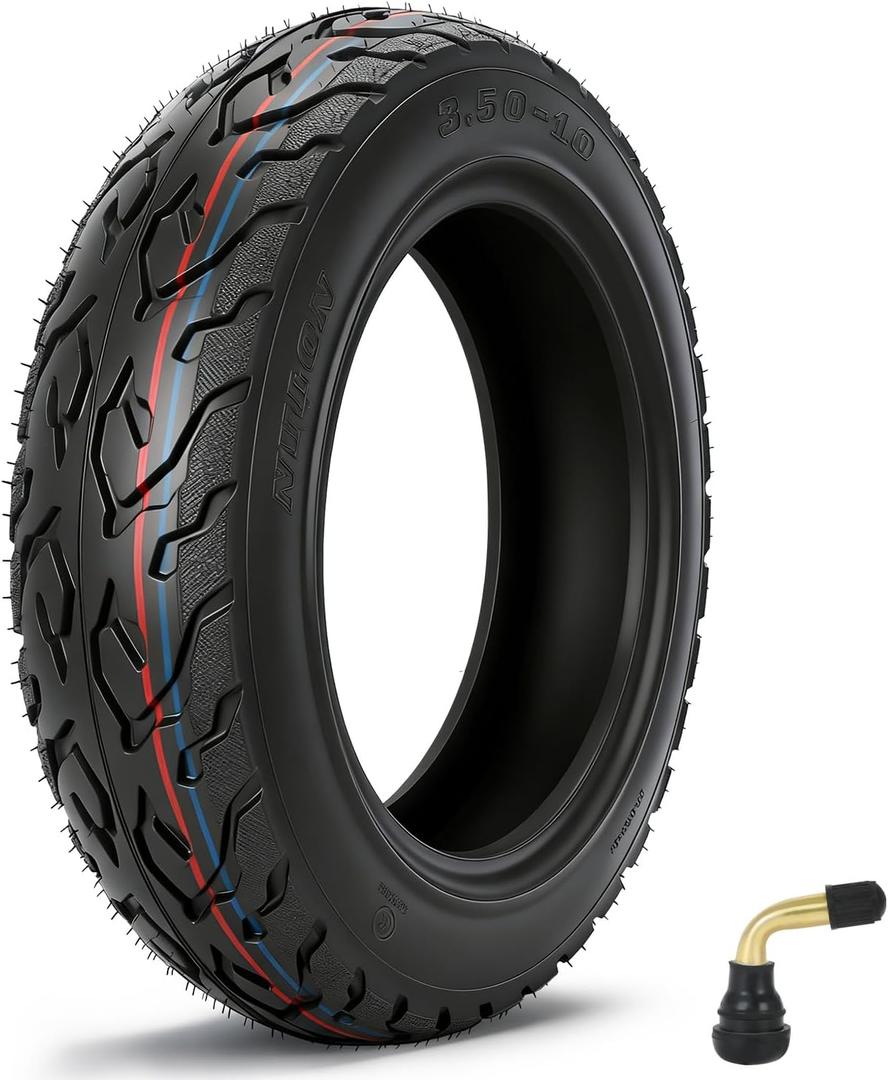 3.50-10 Scooter Tire Tubeless Compatible with 49cc 50cc Tao tao Elite 80 Vino 125 Genuine Buddy Scooter, 3.50x10 Street Tire Replacement for 10 Inch Rims Front Rear Mopeds with Valve Stem
