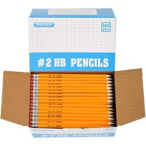 Rarlan Wood-Cased #2 HB Pencils, Pre-sharpened, 200 Count Bulk Pack