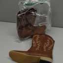 LAURMOSA Boys Cowboy Boots Western Square Toe Boots, Pull-On Mid Calf Embroidered Boots for Toddler Little Big Kid (Brown, Size: 6 Big Kid)