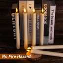 Homemory 48 Pcs Plastic Flameless Taper Candles with Remote Timer Dimmer, Taper Candles Battery Operated with Flickering Light, Ivory Led Candlesticks for Wedding Party Holiday Decoration 9.6 Inches
