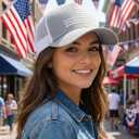 American Flag Trucker Hat,USA Hat for Men Women Snapback Baseball Cap Adjustable Breathable Mesh Side Durable Hats (M) 2 Packs