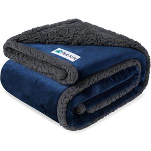 PetAmi Waterproof Dog Blanket for Medium Large XL Dog Puppy Cat Throw for Couch Cover Leakproof Protection, Sherpa Fleece, Reversible Soft Washable 80x60 Navy Gray