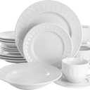 Elama Charlotte 20 Piece Porcelain Dinnerware Set in White